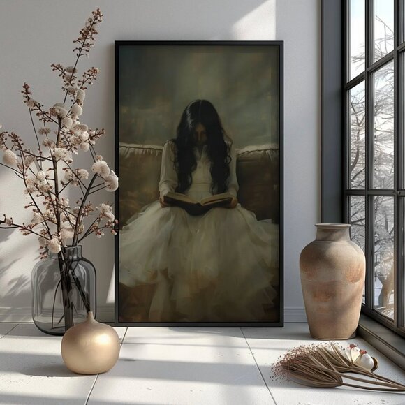 Original Dark Literary Art Print + Digital Copy, Vintage White Dress - Picture 2 of 10